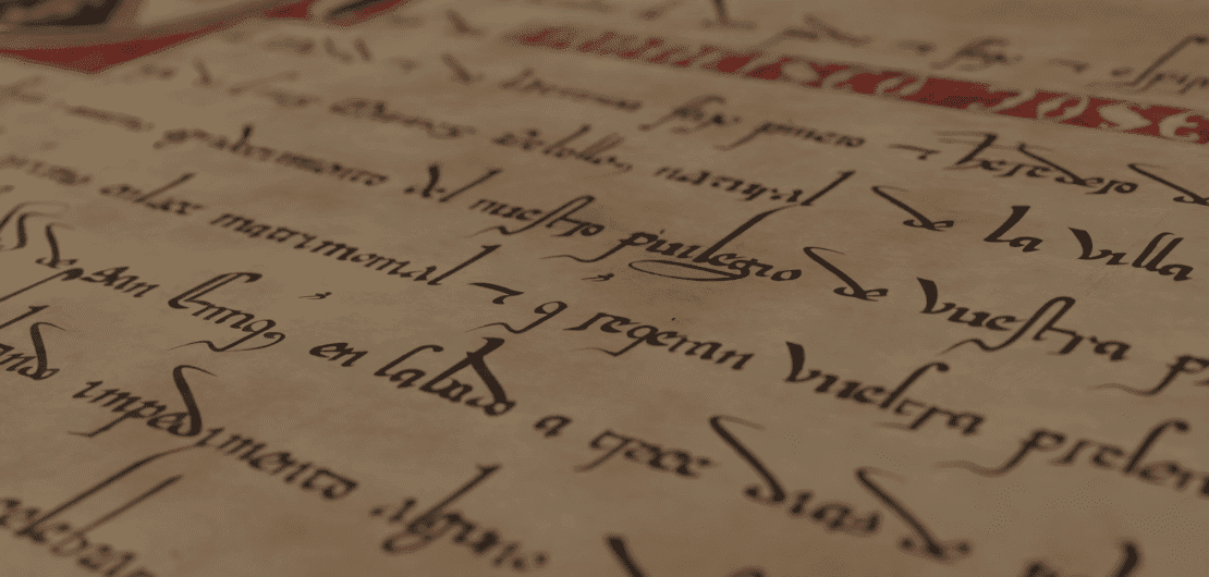 Imagen de la fuente tipográfica Gótica Minúscula Dimplomática Caravacensis, una letra medieval de gran detalle y fidelidad histórica